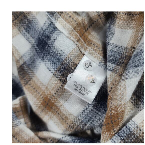 ROWN Brown Red Plaid PAIR Men's Short Sleeve Button Up Shirts NEW Large - Picture 5 of 6